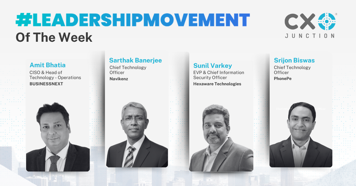 Technology leadership appointments featuring new CISO and CTO executives driving cybersecurity, AI, and digital transformation.